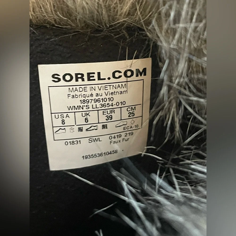 NWOT! Women’s Sorel Tofino II Black Snow/Rain Boots w/Grey Faux Fur Trim Sz 8